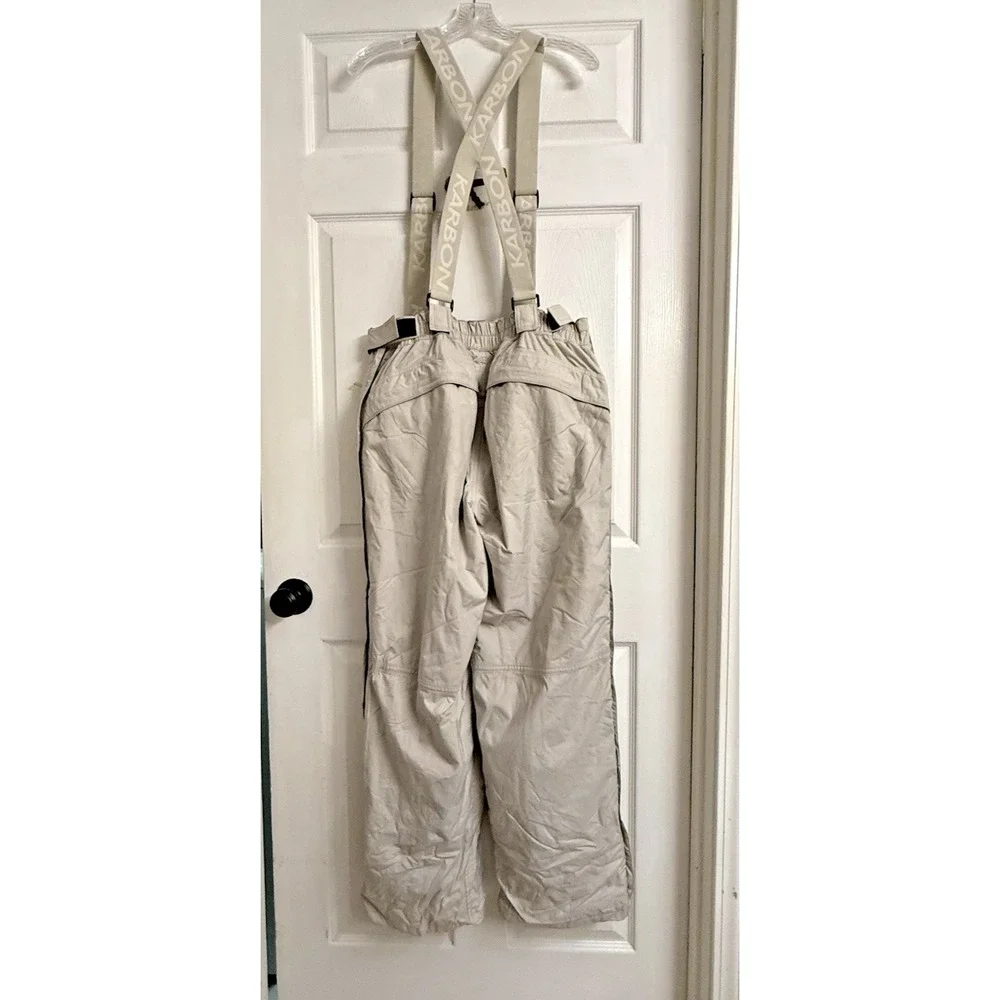 KARBON Ski Pants Mens Large Gray Insulated Snowboard Suspenders Pockets